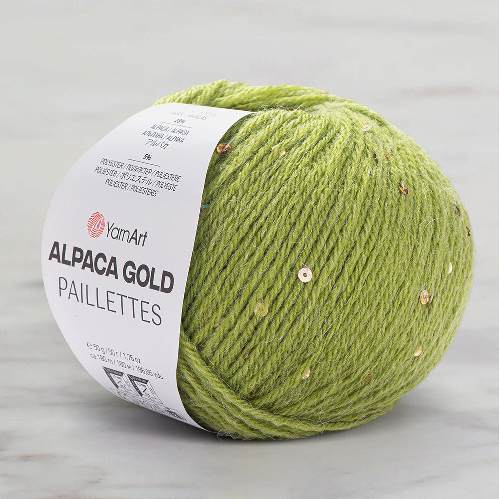 Alpaca Gold Paillettes Yeşil El Örgü İpi - 9310